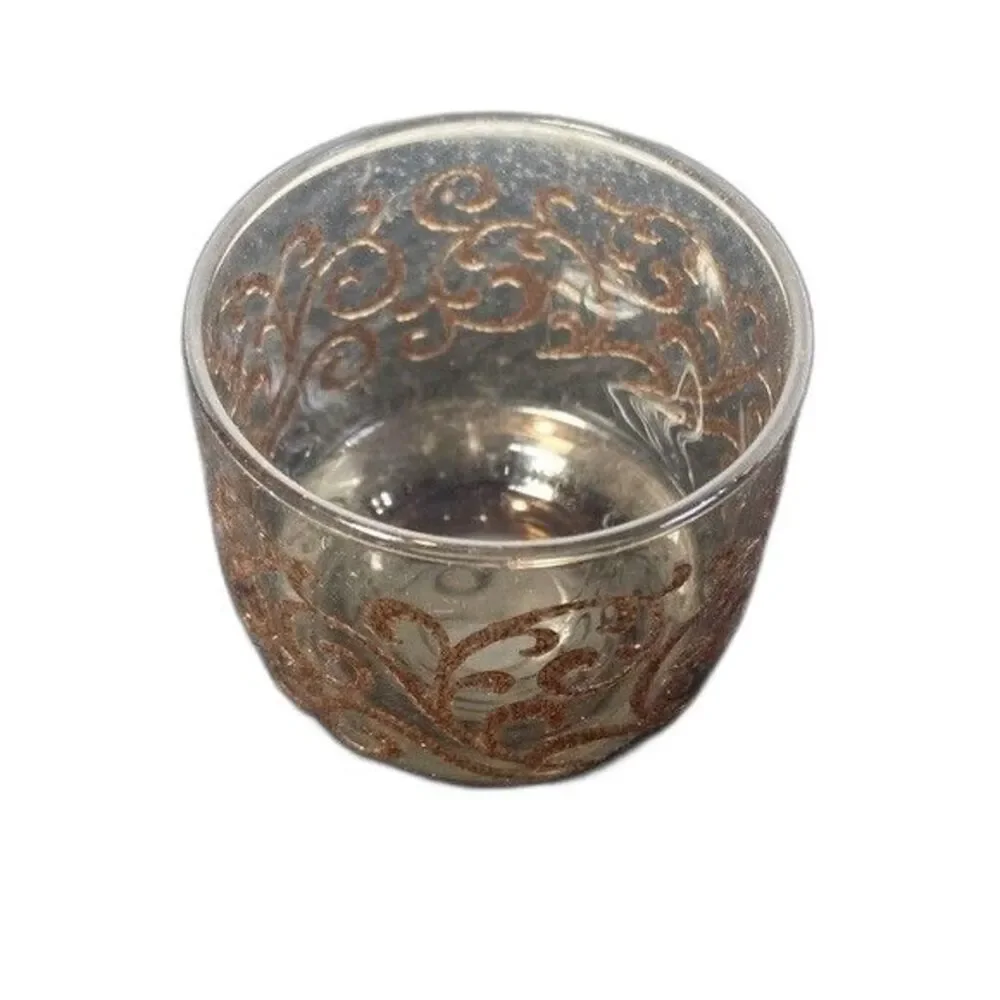 VTG Libbey Prado Pattern MCM Bar Glasses Set of 4 8oz Footed Brown